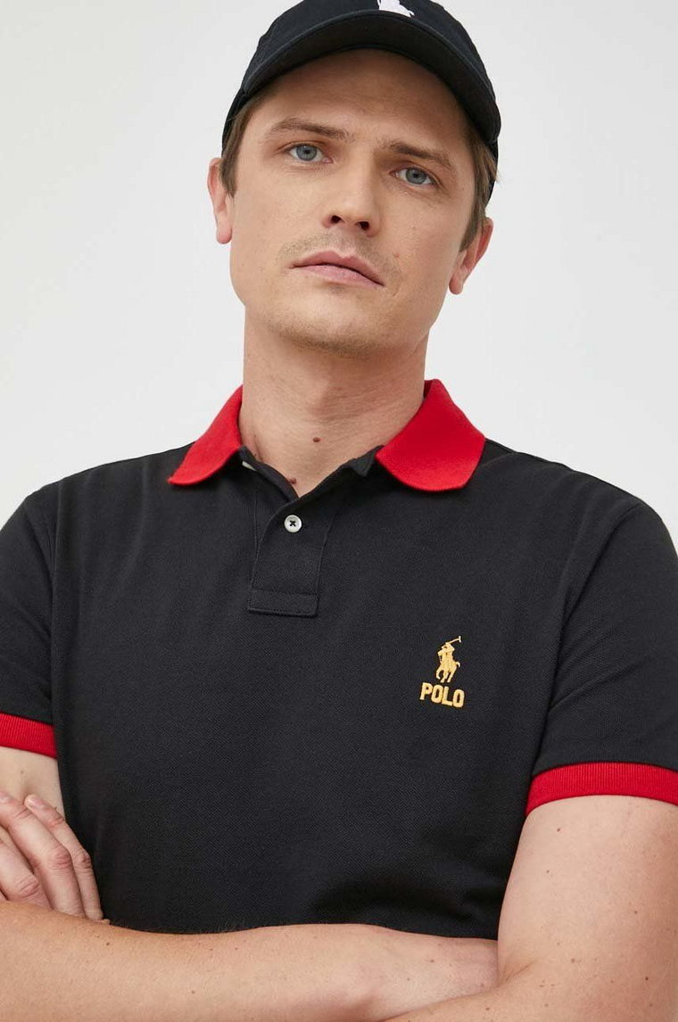 Polo Ralph Lauren polo bawełniane kolor czarny gładki