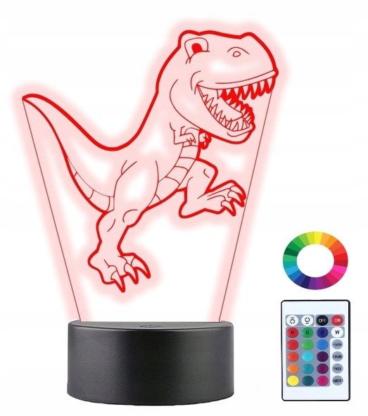 Lampka Nocna 3D Led Dinozaur T-Rex Grawer Imię