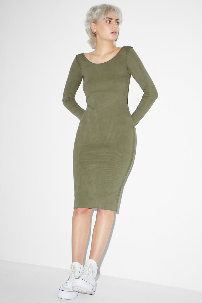 C&A CLOCKHOUSE-podkreślająca figurę sukienka, Zielony, Rozmiar: XS
