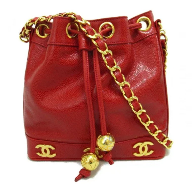Czerwona Skórzana Torba Wiaderko dla Kobiet Chanel Vintage