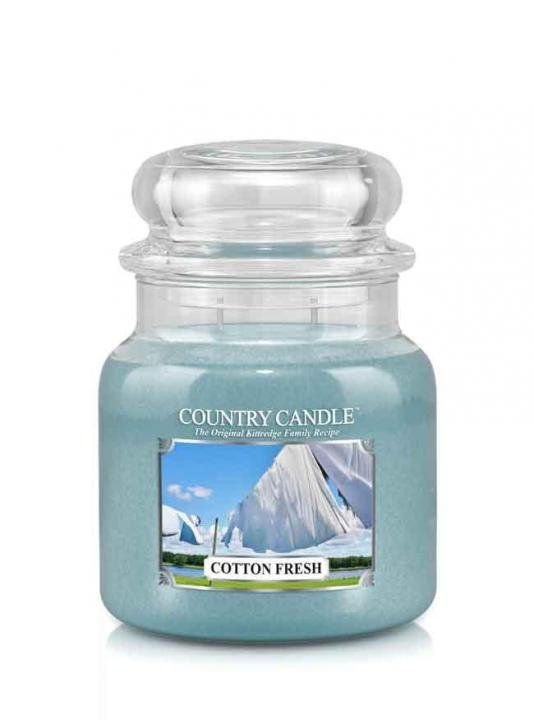 Świeca zapachowa COUNTRY CANDLE, Cotton Fresh, średni słoik, 2 knoty