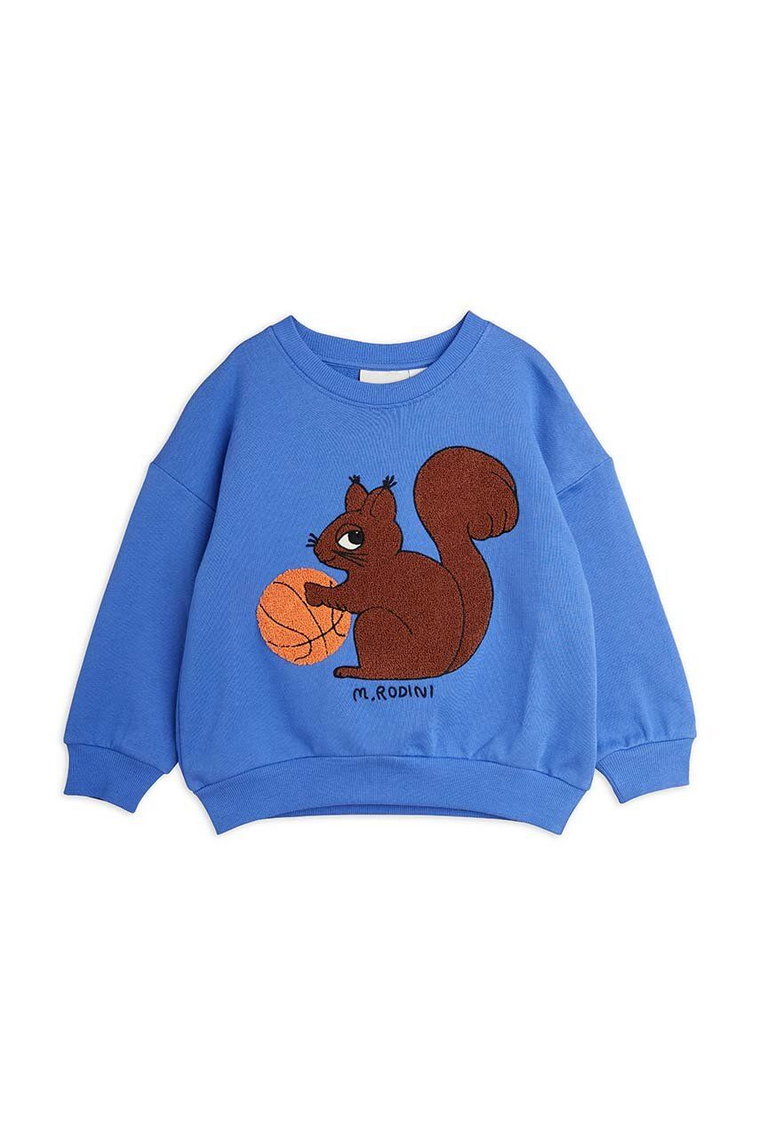 Mini Rodini bluza bawełniana dziecięca  Squirrel kolor niebieski z aplikacją