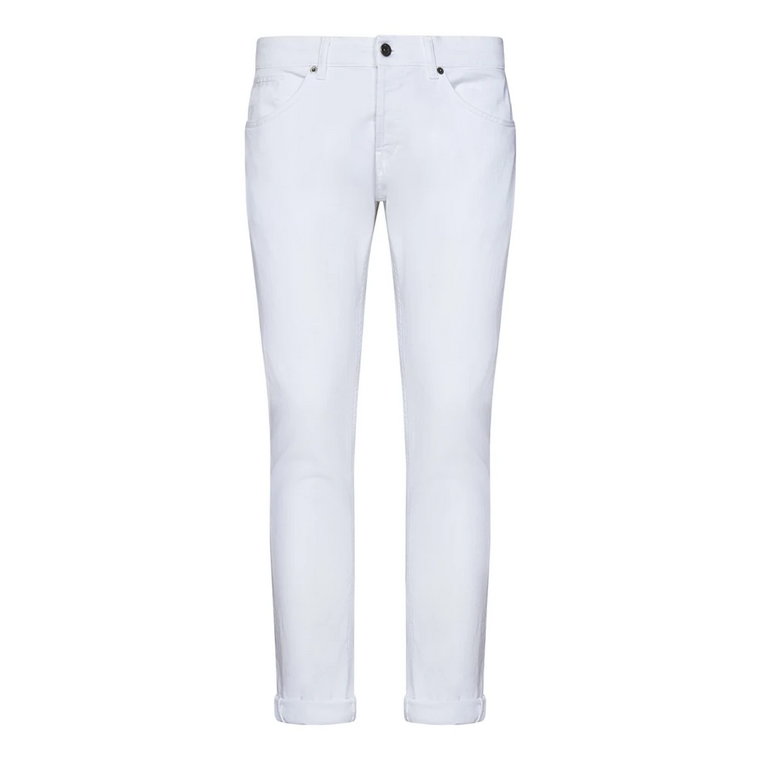 Białe Spodnie Skinny-Fit z Logo Plaque Dondup