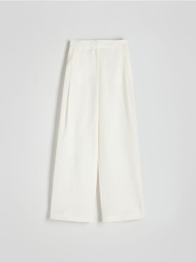 Reserved - Spodnie z lnu i wiskozy - biały