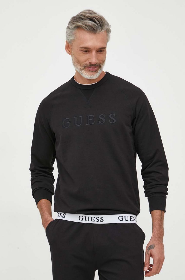 Guess bluza męska kolor czarny z aplikacją