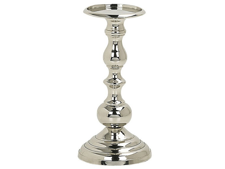 Świecznik metalowy BELIANI Busat, srebrny, 24 cm