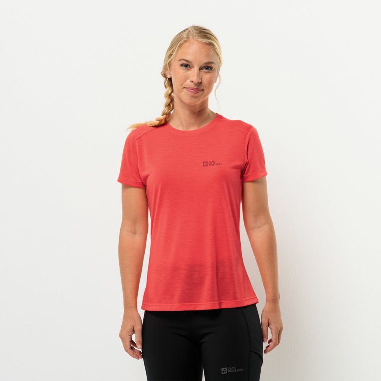 Damski t-shirt Jack Wolfskin VONNAN S/S T W vibrant red - XS