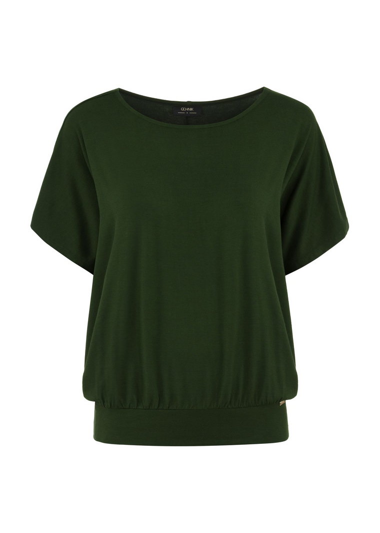 Zielona bluzka ze ściągaczem damska