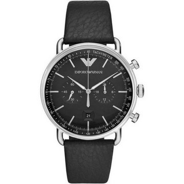 Emporio Armani, Casual Stainless Steel Watch Czarny, male,