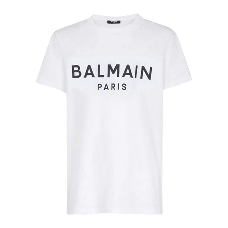 Eco-designed cotton T-shirt with flocked logo Balmain