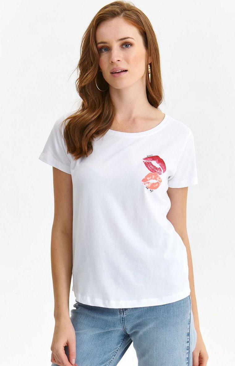 Bawełniany t-shirt damski SPO6103, Kolor biały, Rozmiar 34, Top Secret