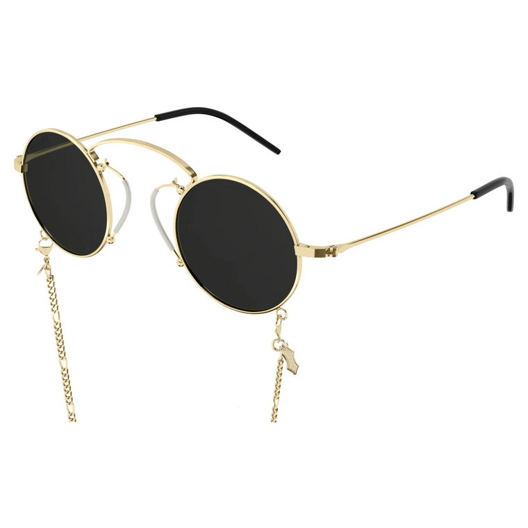 Złote/Szare Okulary przeciwsłoneczne z Złotym Łańcuchem Gucci
