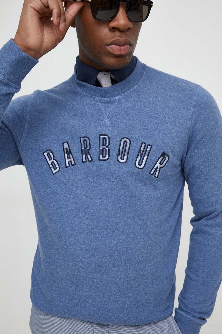 Barbour bluza bawełniana męska kolor niebieski z aplikacją MOL0410
