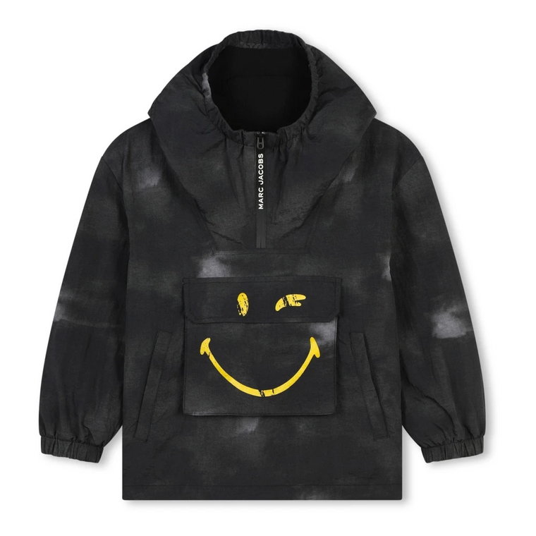 Czarna Kurtka Anorak z Uśmiechniętą Minką Marc Jacobs