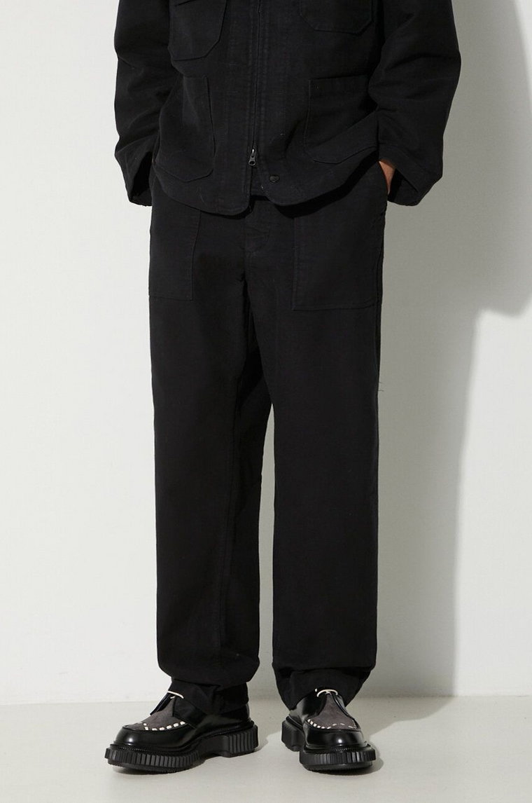 Engineered Garments spodnie bawełniane Fatigue Pant kolor czarny proste 23F1F004.SD010