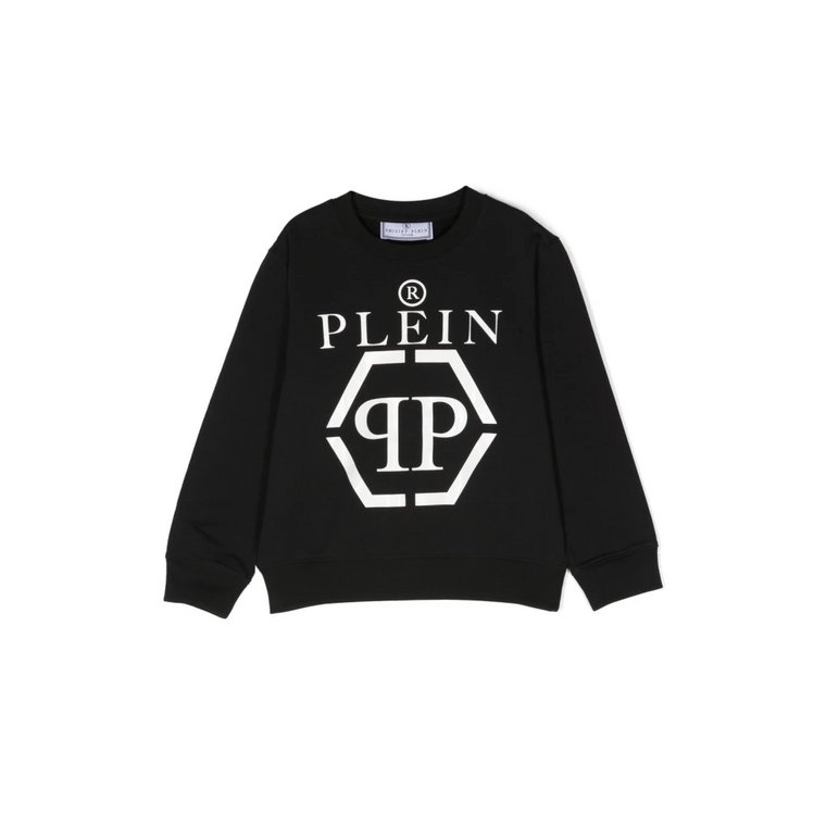 Stylowy czarny bawełniany chłopięcy sweter Philipp Plein