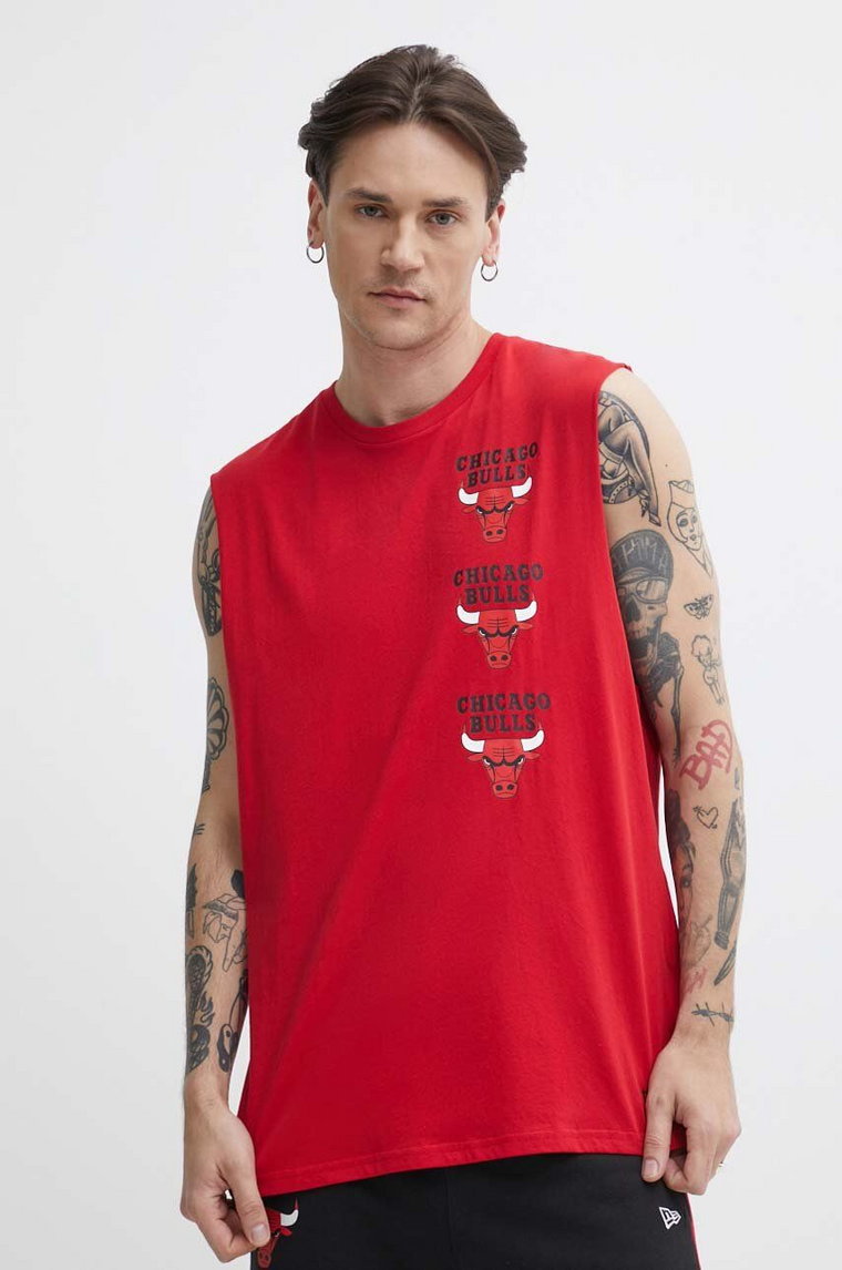 New Era t-shirt bawełniany męski kolor czerwony CHICAGO BULLS