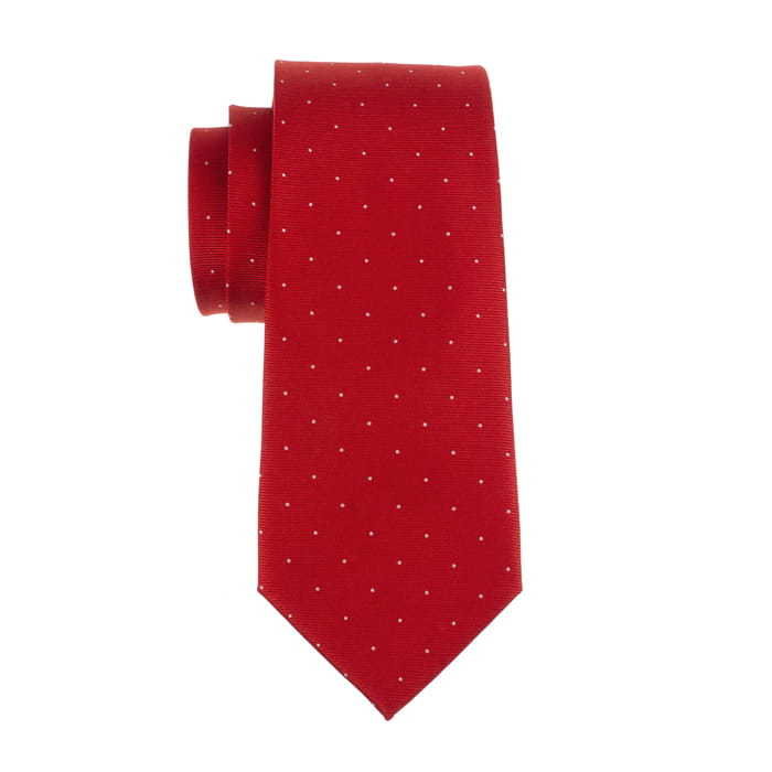 Krawat czerwony w białe kropki EM 2