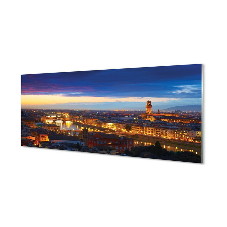 Lacobel szkło Włochy Panorama noc mosty 125x50 cm