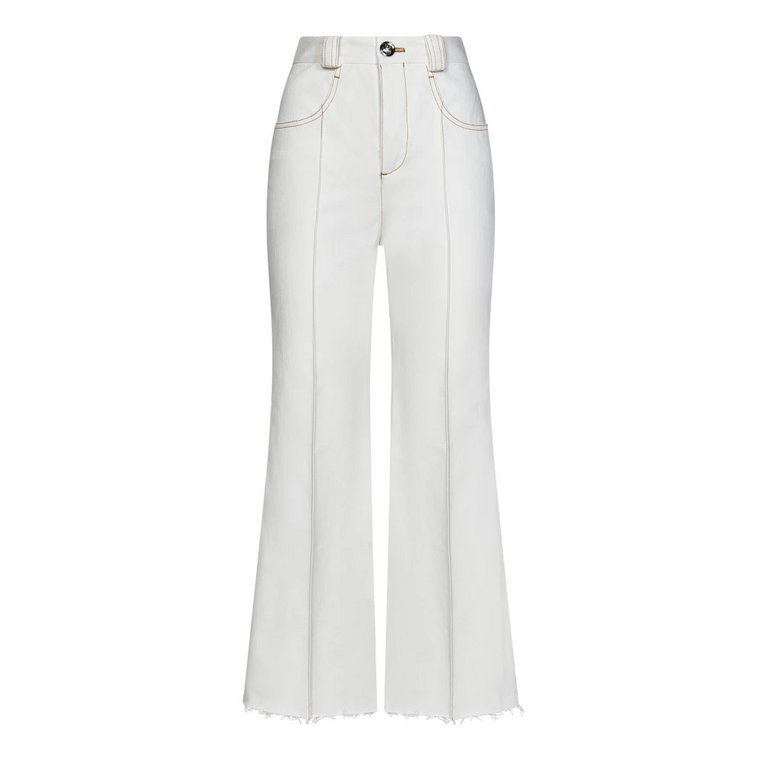 Białe jeansy z szerokimi nogawkami i postrzępionymi brzegami Giambattista Valli