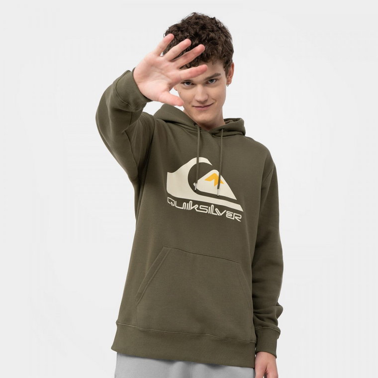 Męska bluza dresowa nierozpinana z kapturem QUIKSILVER Big Logo - oliwkowa/khaki