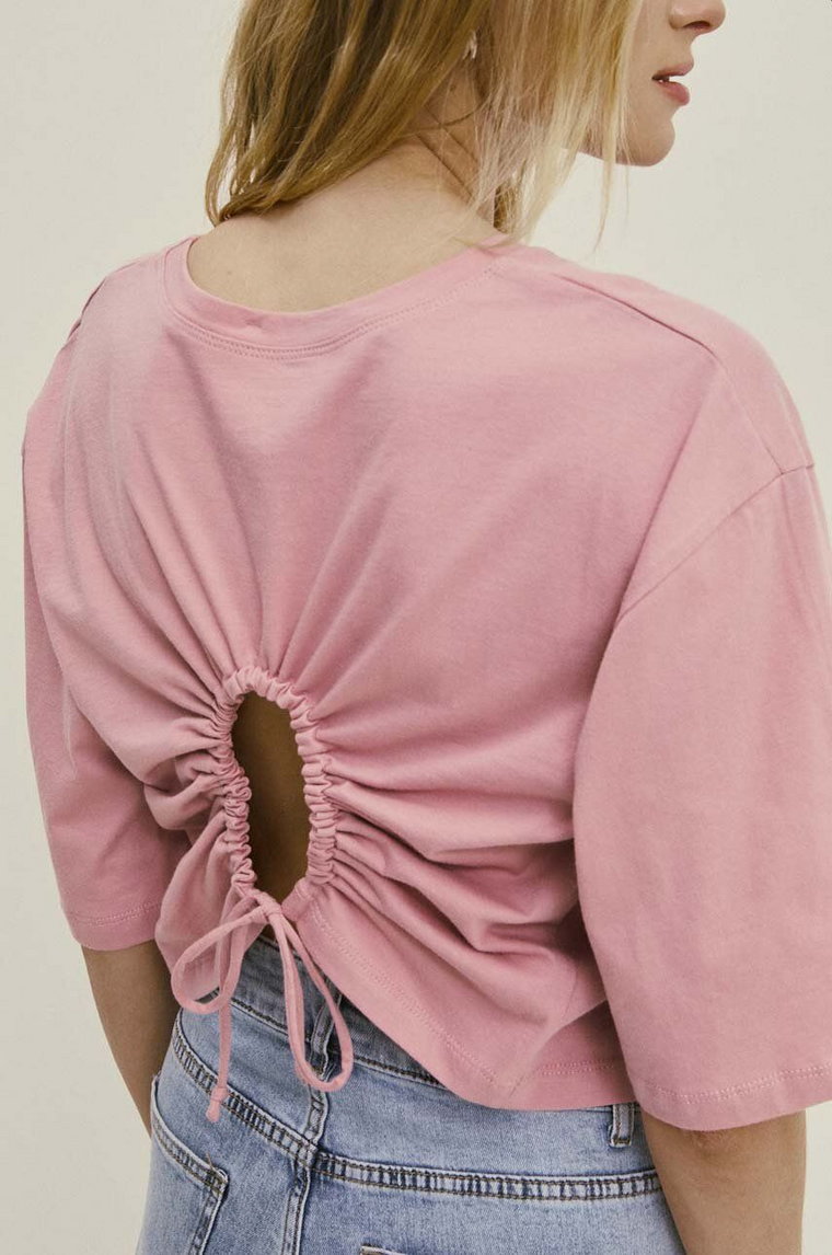 Answear Lab t-shirt bawełniany damski kolor różowy