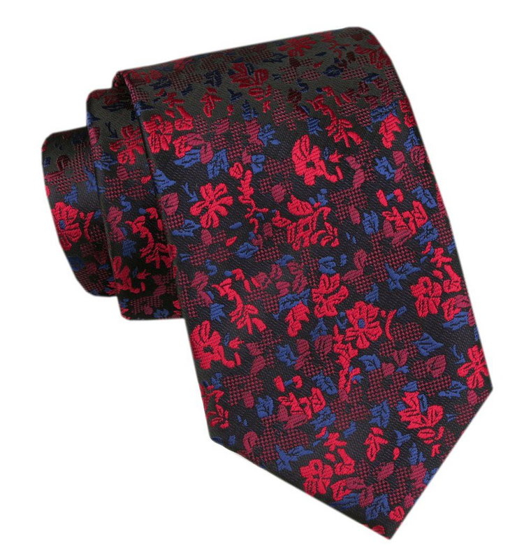 Męski Krawat - Angelo di Monti - Czerwień, Motyw Kwiatowy