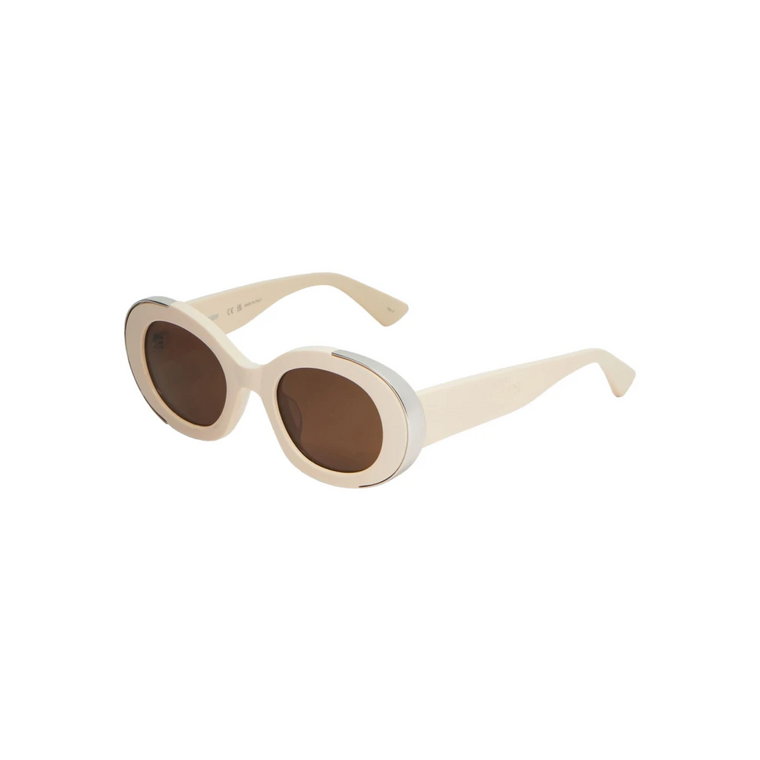 Brązowe Okulary Owalne z Srebrnym Metalem Alexander McQueen