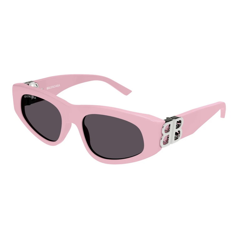 Stylowe różowe i ciemnoszare okulary przeciwsłoneczne Balenciaga
