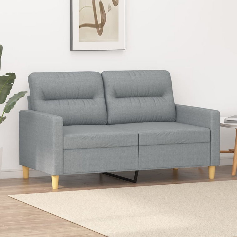 vidaXL Sofa 2-osobowa, jasnoszara, 120 cm, tapicerowana tkaniną