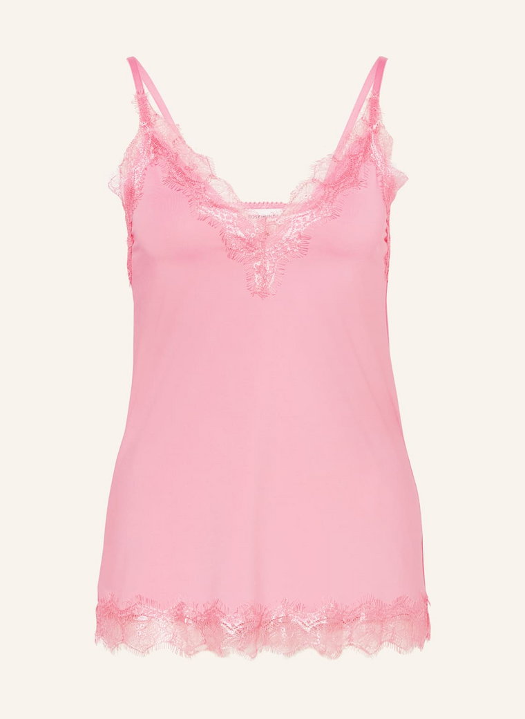 Rosemunde Top Billie Z Koronkowym Obszyciem pink