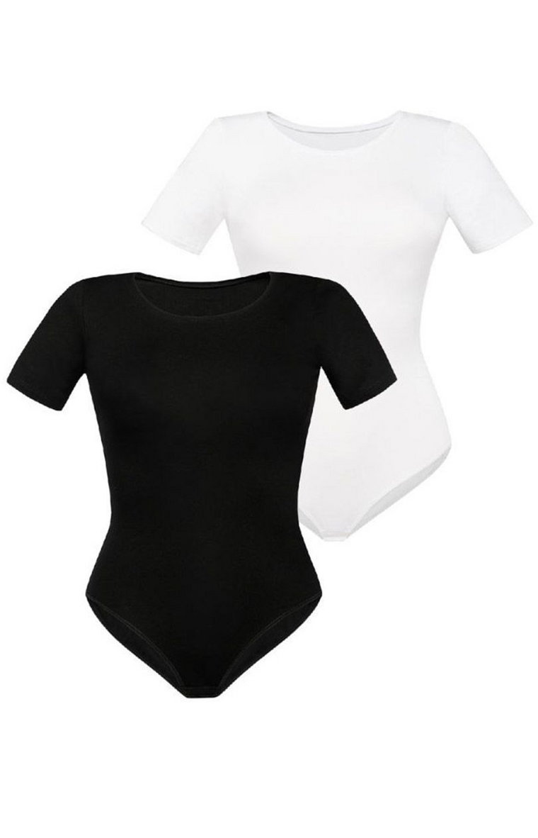 Body damskie z krótkim rękawem 2-pak Shirty 2403, Kolor czarno-biały, Rozmiar 3XL, Teyli