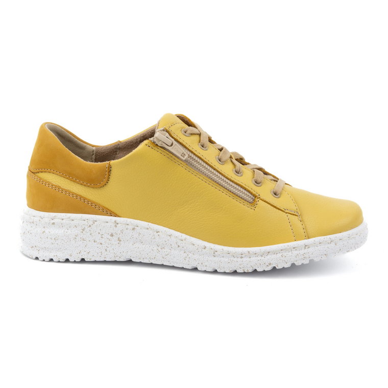 Półbuty damskie sneakersy skórzane 0720W żółte