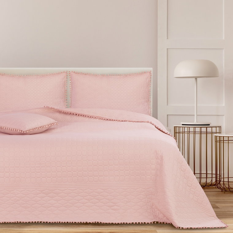 AmeliaHome Narzuta na łóżko Meadore pudrowy, 220 x 240 cm, 220 x 240 cm