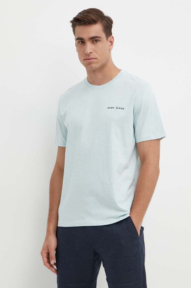 Pepe Jeans t-shirt bawełniany CLAUS męski kolor niebieski z nadrukiem PM509368