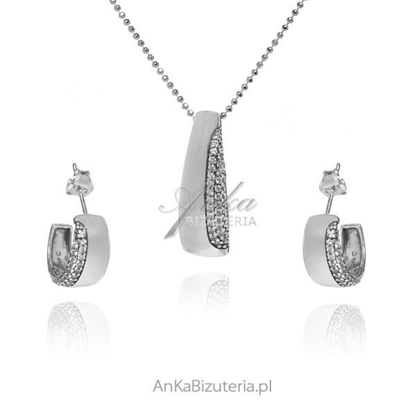 AnKa Biżuteria, Komplet biżuterii srebrnej z maleńkimi cyrkoniami