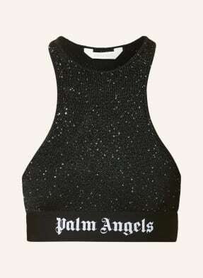 Palm Angels Top Z Dzianiny Z Cekinami schwarz