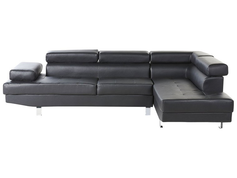 Sofa narożna BELIANI Norrea, czarna, 72x261x193 cm