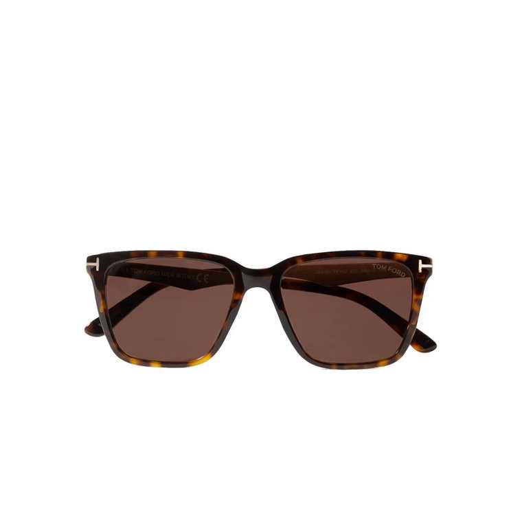 Brązowe okulary przeciwsłoneczne w kształcie kwadratu z jednokolorową soczewką Tom Ford