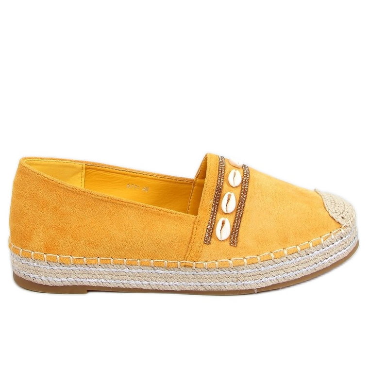 Espadryle z muszelkami miodowe 6771 Yellow żółte