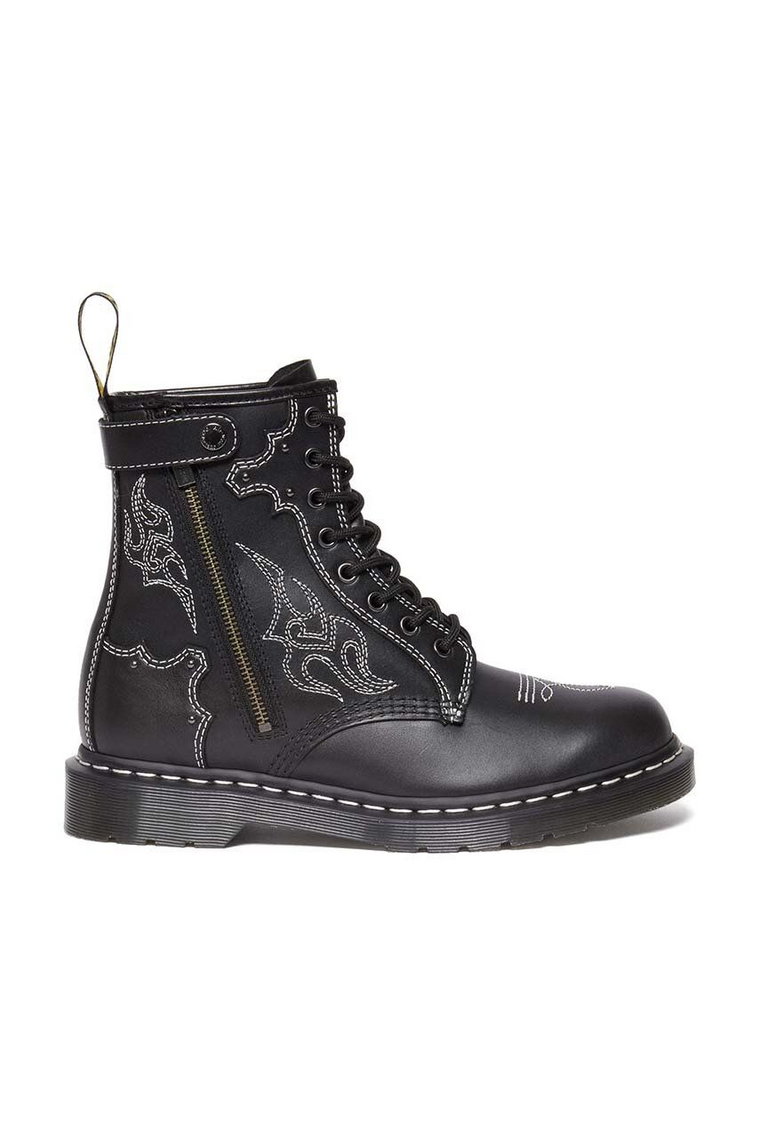 Dr. Martens workery skórzane 1460 Gothic Americana kolor czarny na płaskim obcasie DM31624001