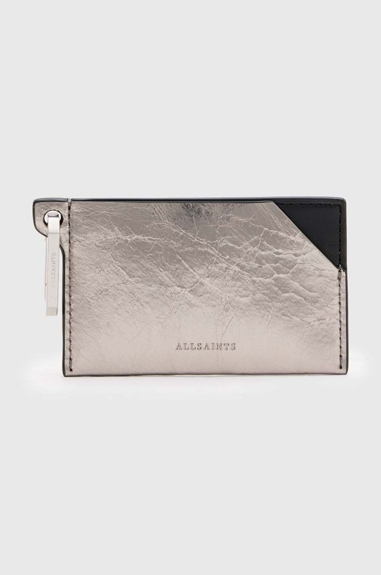 AllSaints etui na karty skórzane HEX CARDHOLDER kolor srebrny W173XB