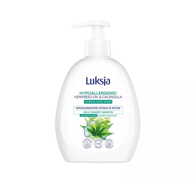 LUKSJA SILK CARE HIPOALERHICZNE MYDŁO W PŁYNIE DO RĄK I CIAŁA OLEJ Z KONOPI I NAGIETEK 250ML