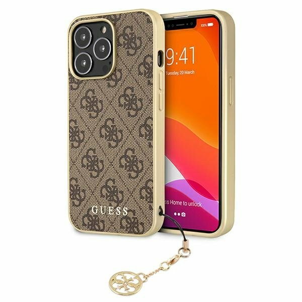 Guess GUHCP13LGF4GBR iPhone 13 Pro /  13 6,1" brązowy/brown hardcase 4G Charms Collection