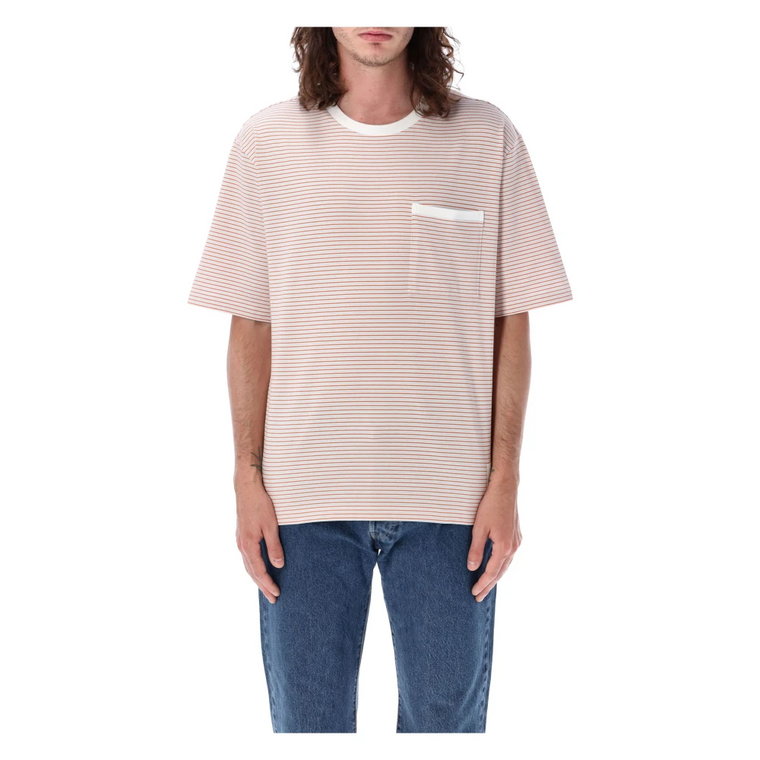 Oversized Paski Kieszeń T-shirt Pomarańczowy Thom Browne