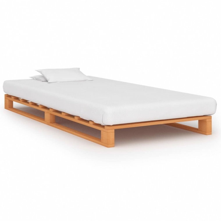 Rama łóżka z palet, brązowa, lite drewno sosnowe, 100 x 200 cm kod: V-285263
