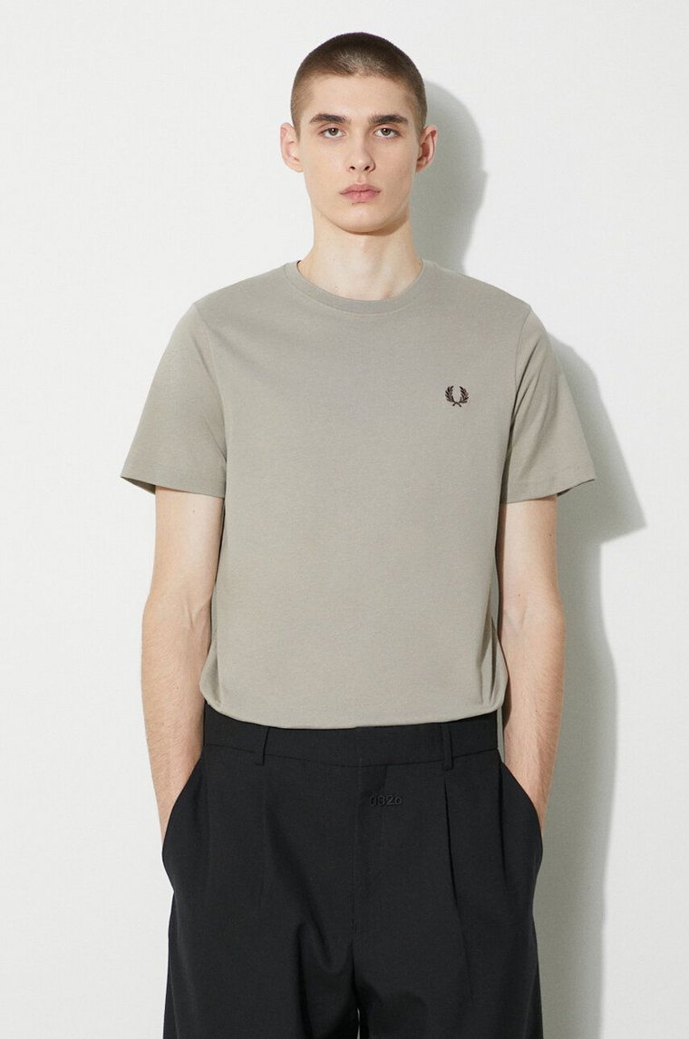 Fred Perry t-shirt bawełniany Crew Neck T-Shirt męski kolor szary z aplikacją M1600.U84