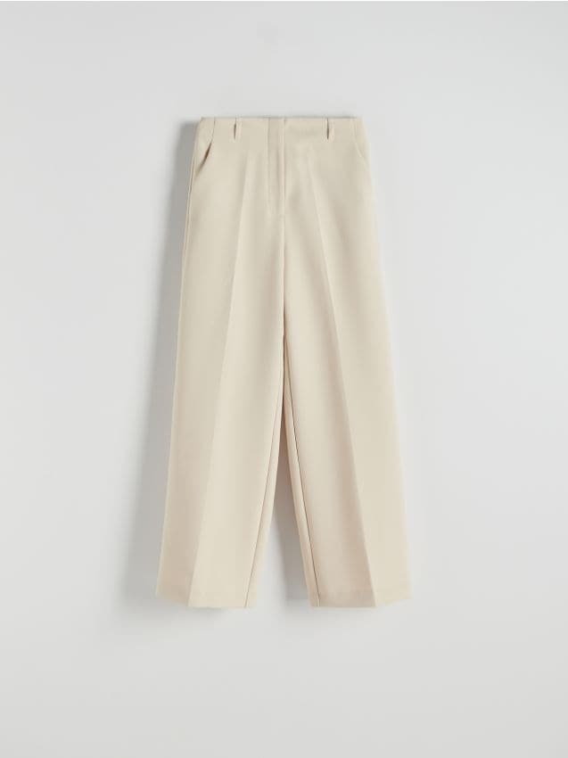 Reserved - Szerokie spodnie z kantem - beżowy