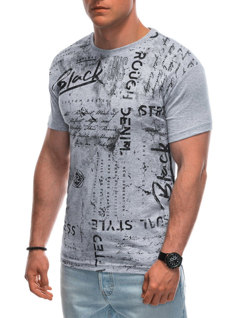 T-shirt męski z nadrukiem S1941 - szary