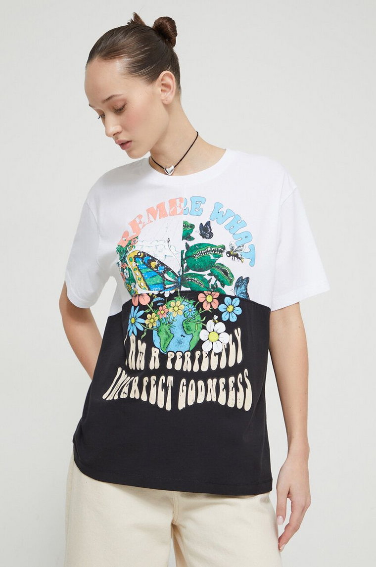 Desigual t-shirt bawełniany CANEL damski kolor biały 24SWTKAZ